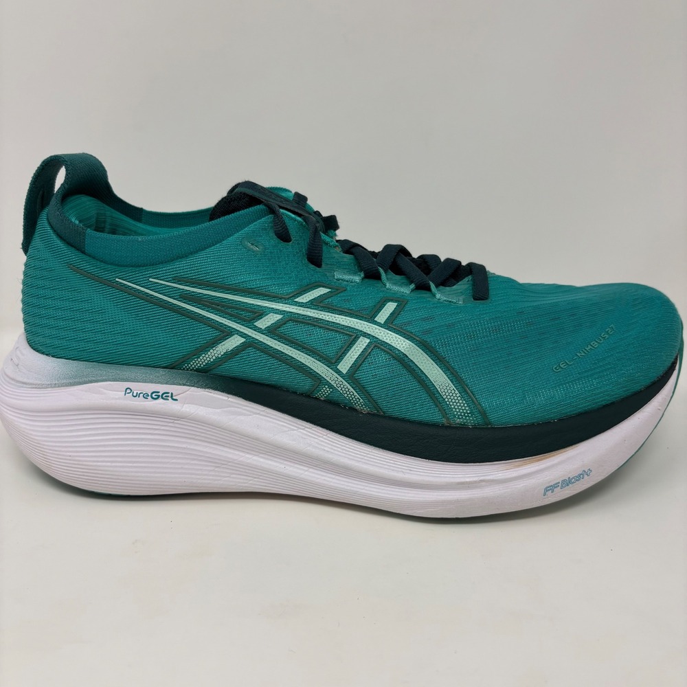 ASICS GEL-Nimbus 27 Mens Size 8 Teal White Running Shoes (1011B958)
